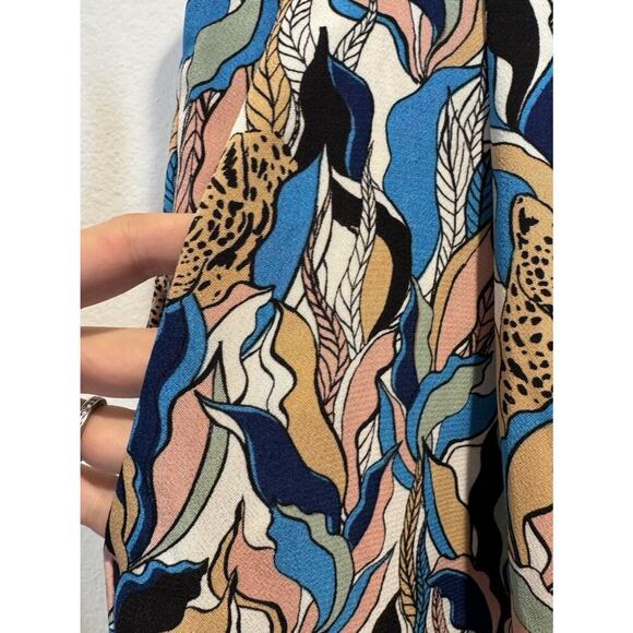 Monki Womens Size 40 Wide Leg Crop Pants Trousers Safari Leopard Colorful Artsy - Picture 5 of 10